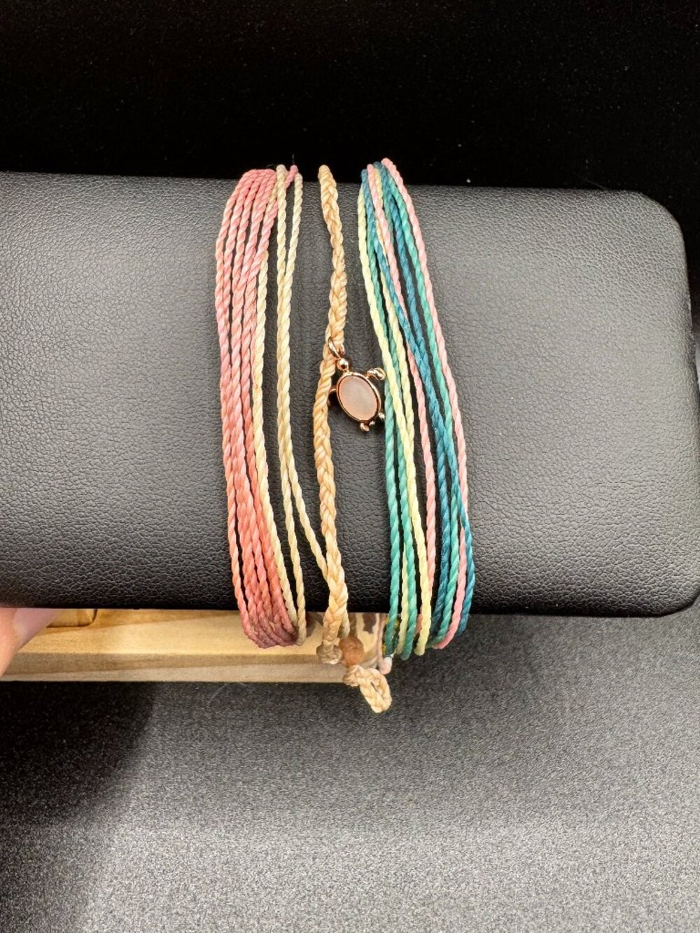 Pura Vida Sea Turtle Charm Pastel Pink Teal Beach Boho Bracelet Stack